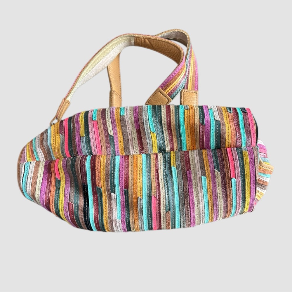 Lucky brand colorful striped leather shoulder hobo bag - Picture 3 of 10